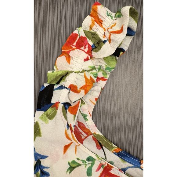 Rose + Olive Tank Top Women’s Floral Runched Strap Tank Top Size XL NWT Bright - Picture 4 of 7